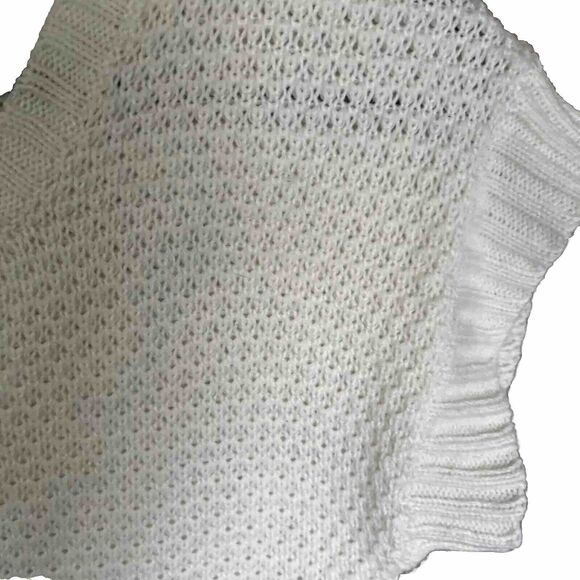 Ami Sanzuri Womens Sweater Ivory Buttons Pockets Cap Sleeves Acrylic Pullover M - Picture 4 of 6